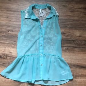 NWT Blue lace button up shirt